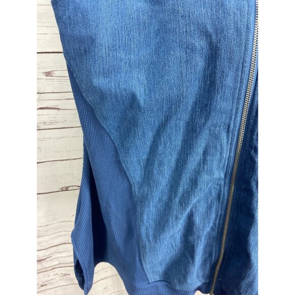 DG2 Diane Gilman Stretch Twill‎ Knit Denim Jacket Hoodie MIDTONE Size XL - Picture 8 of 11